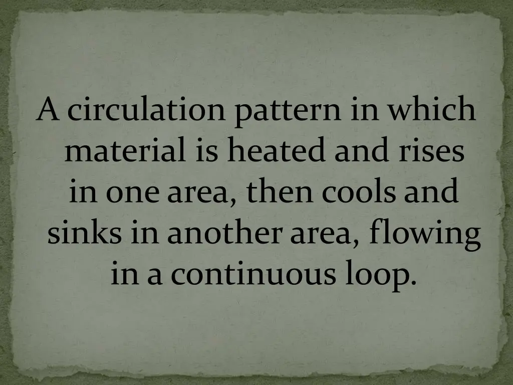 a circulation pattern in which material is heated