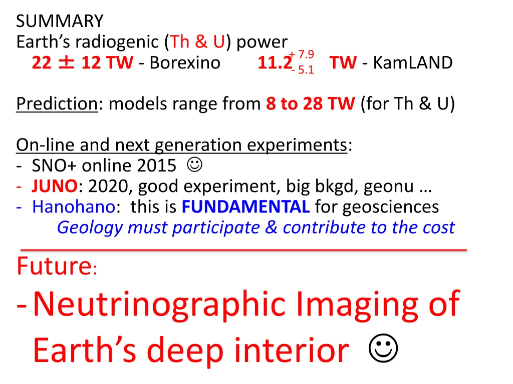 summary earth s radiogenic th u power