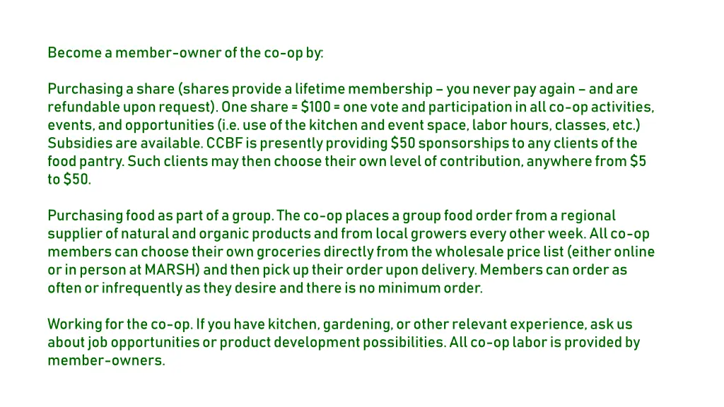 become a member owner of the co op by