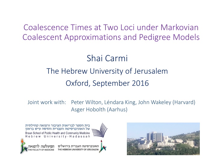 coalescence times at two loci under markovian