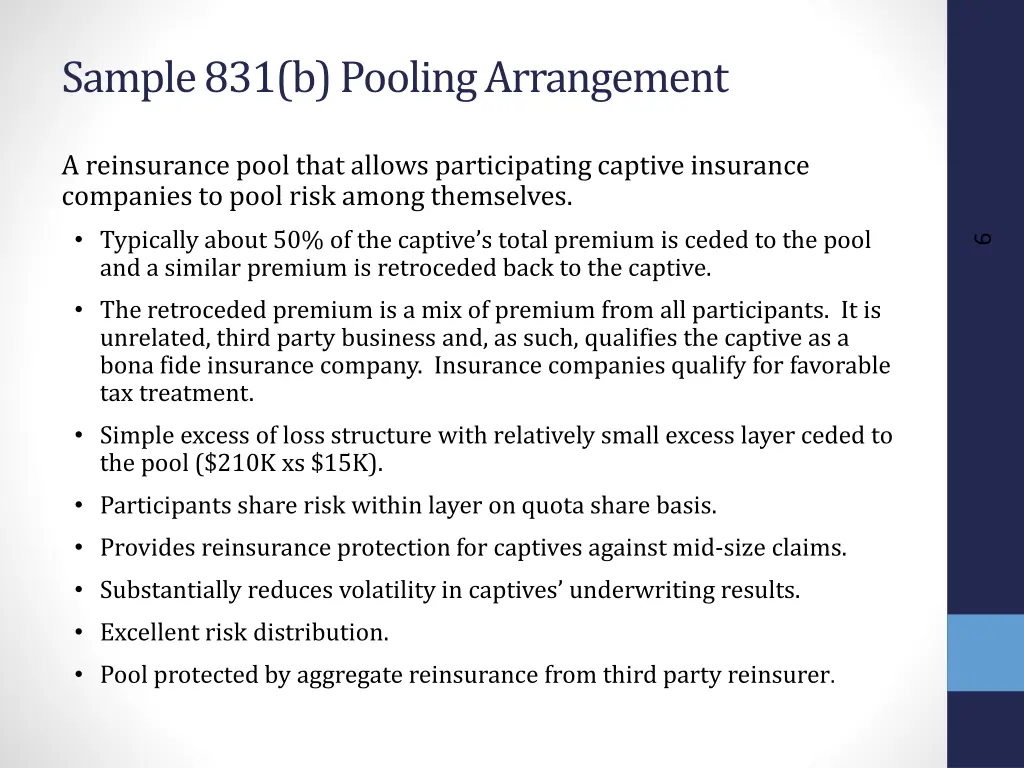 sample 831 b pooling arrangement