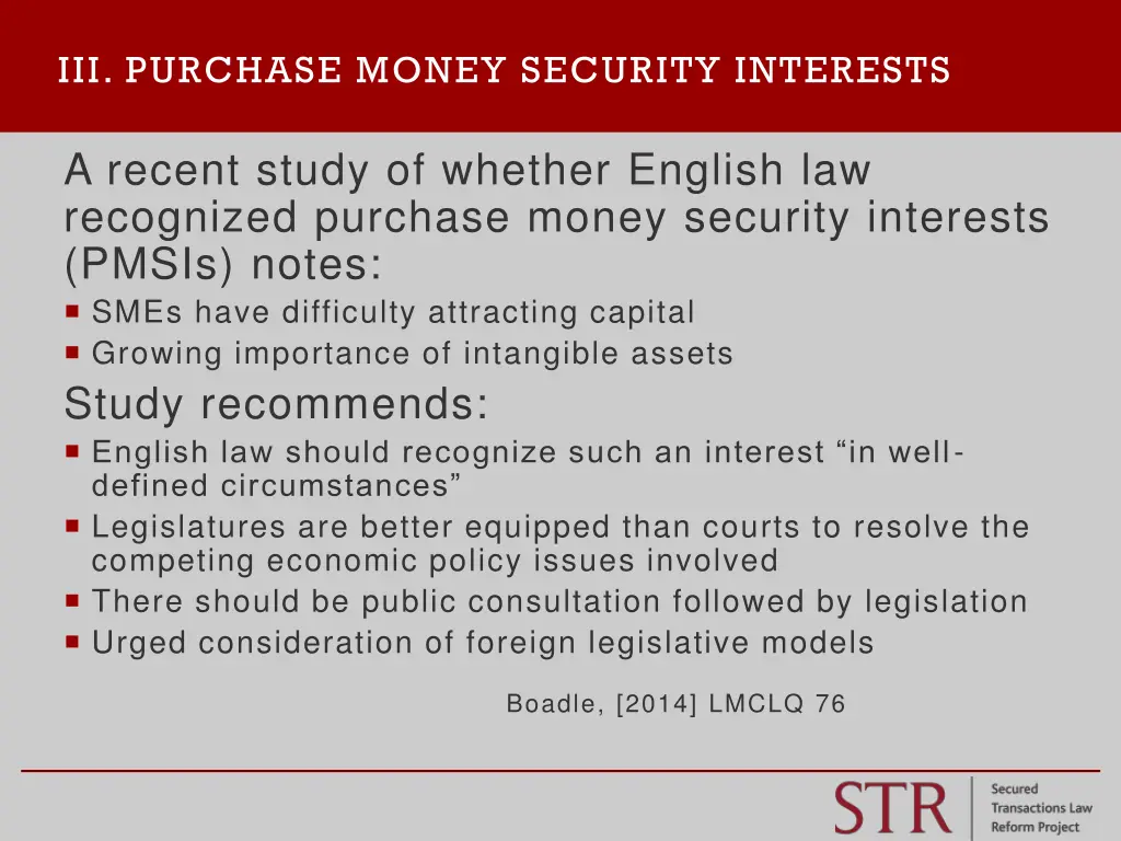 iii purchase money security interests