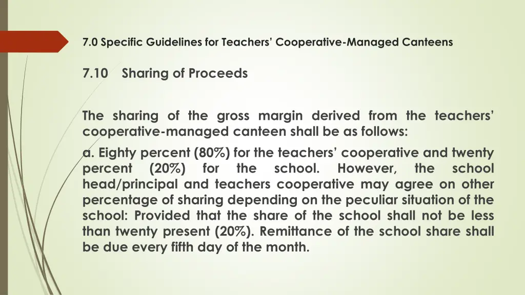 7 0 specific guidelines for teachers cooperative