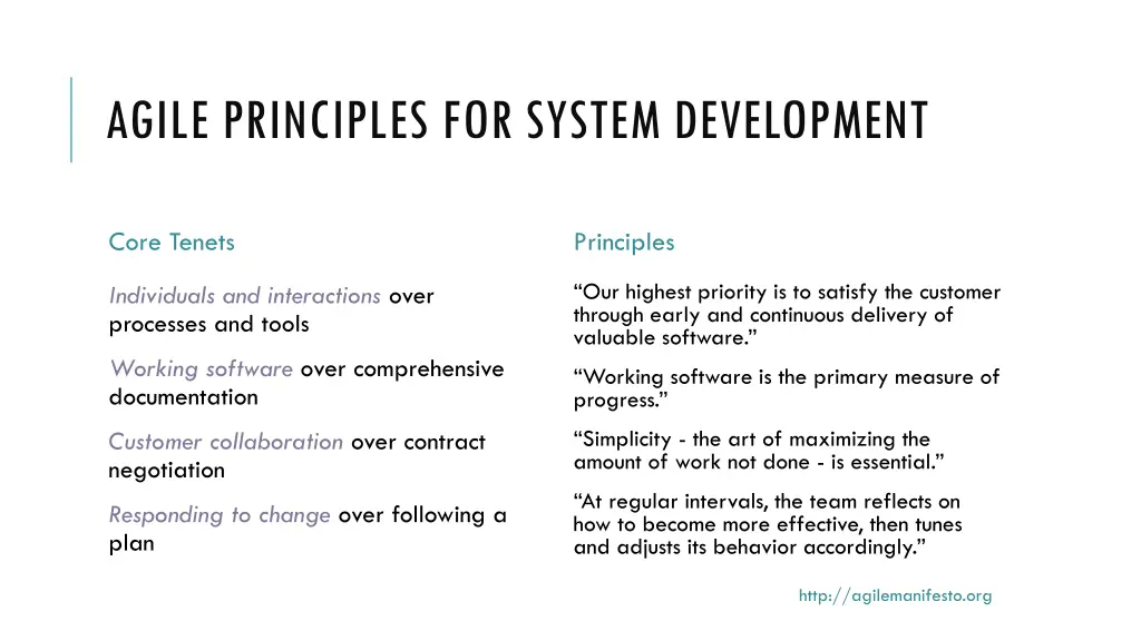 agile principles for system development