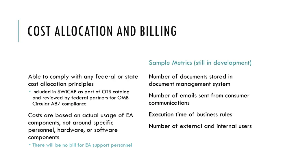 cost allocation and billing