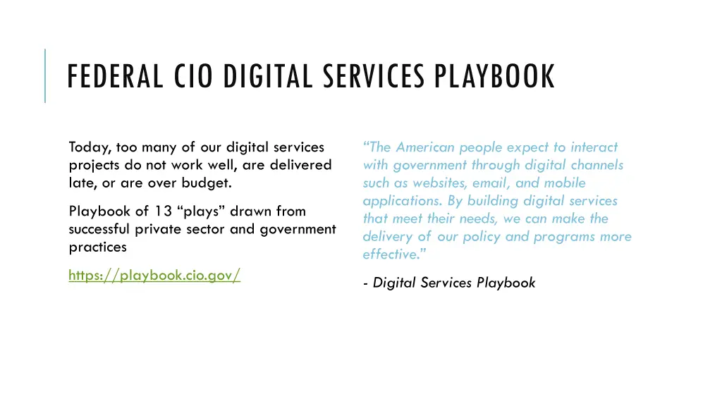 federal cio digital services playbook