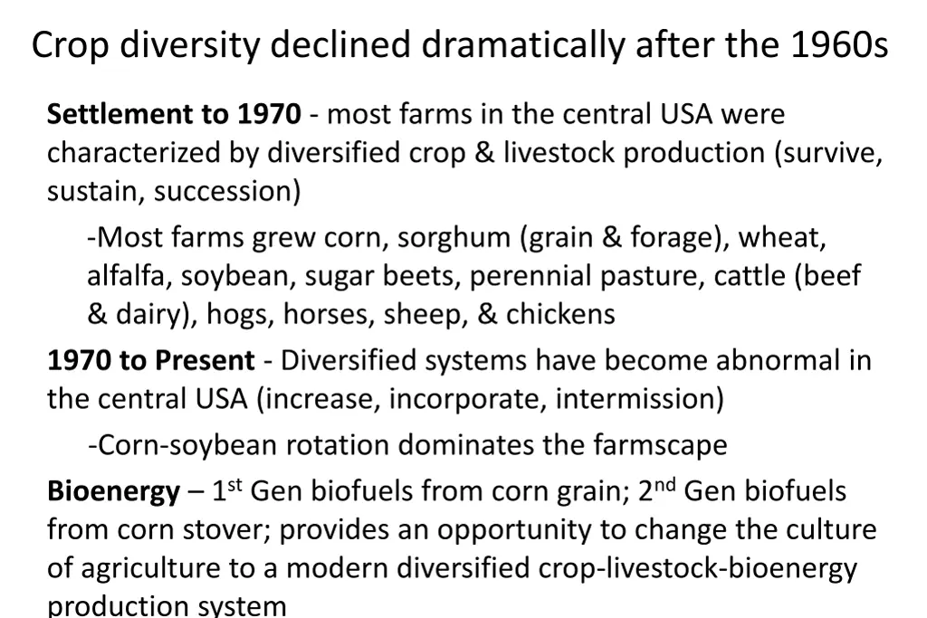 crop diversity declined dramatically after