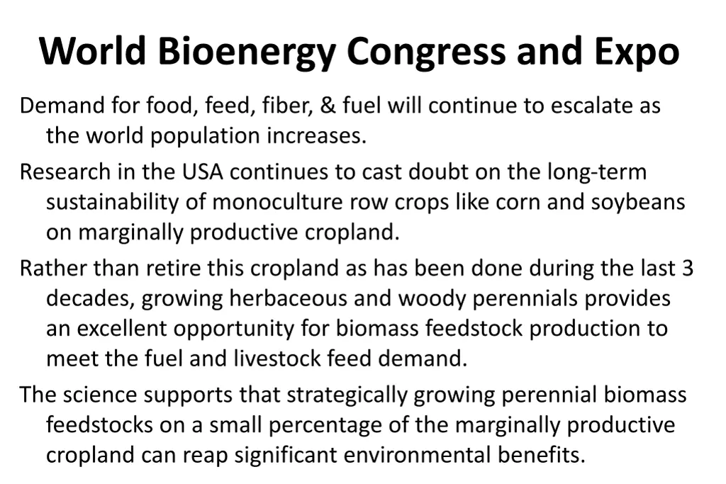 world bioenergy congress and expo