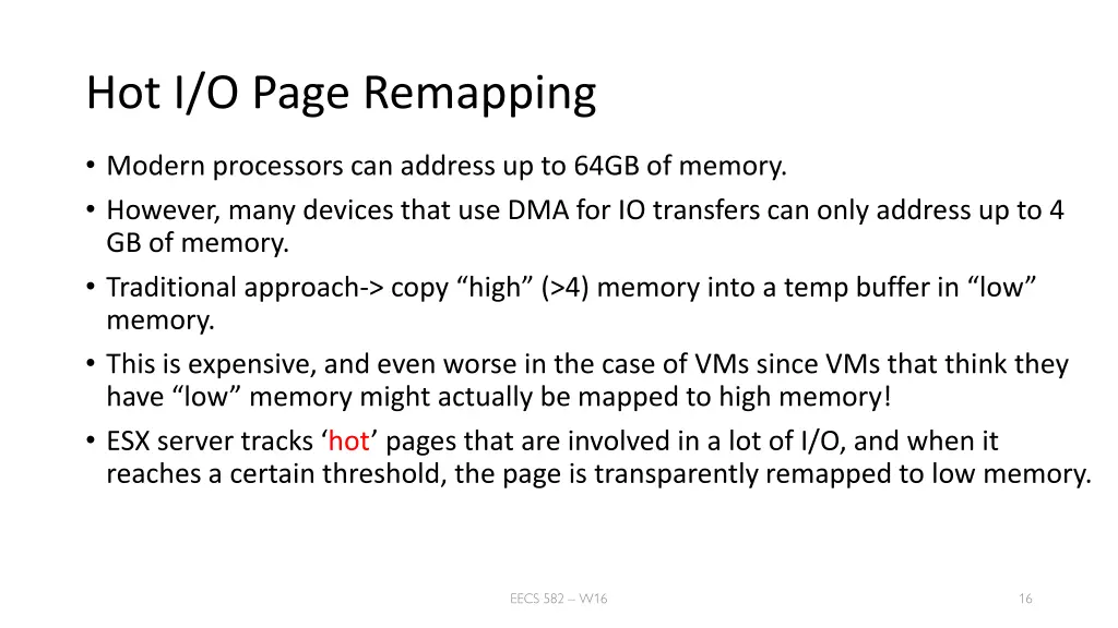 hot i o page remapping