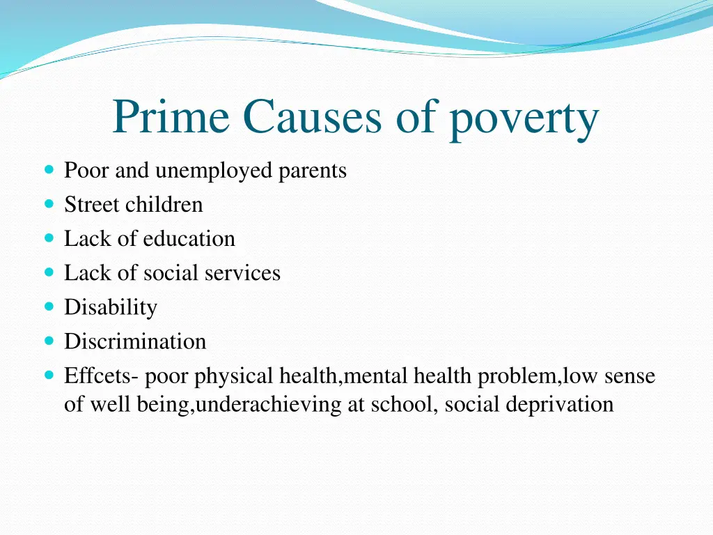 prime causes of poverty