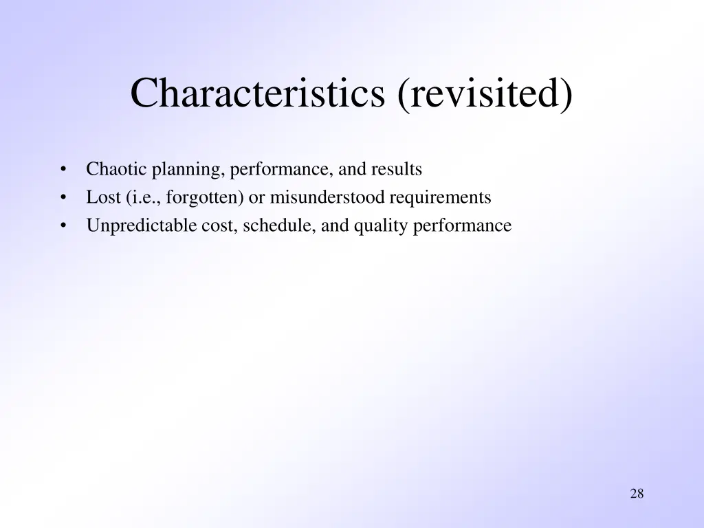 characteristics revisited