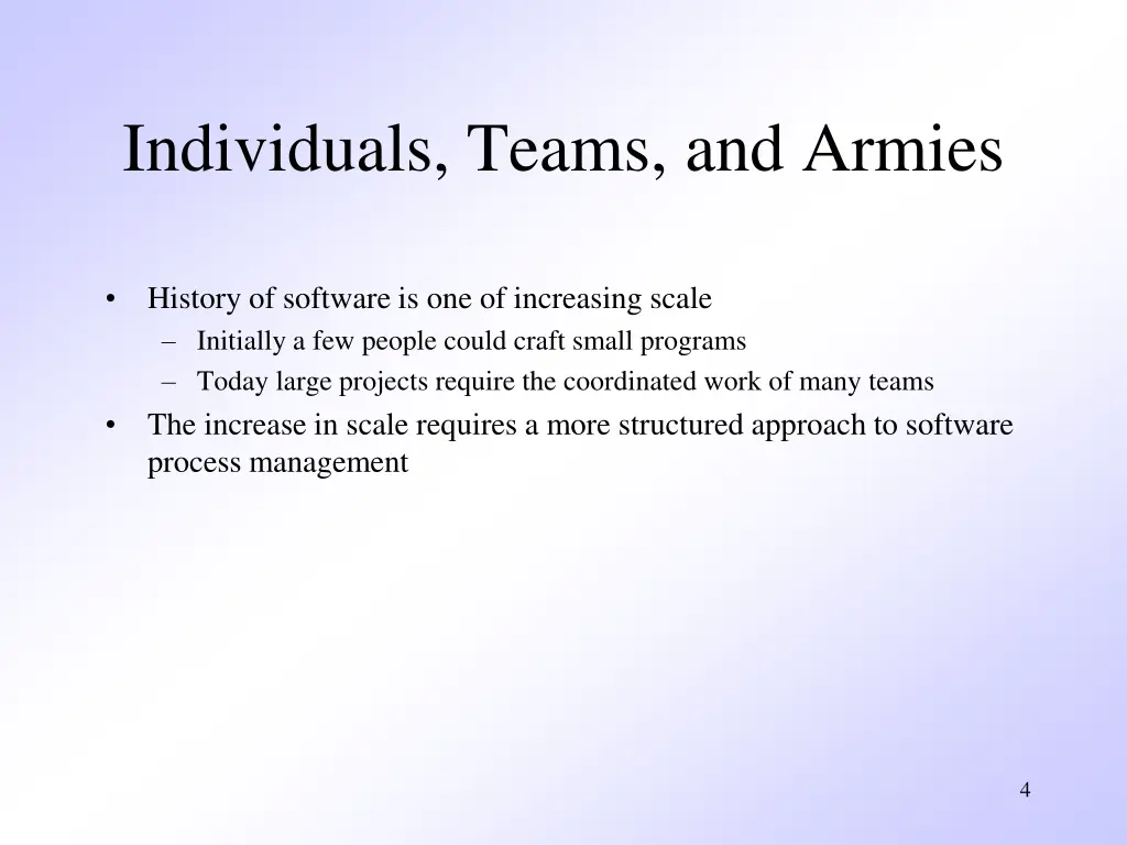 individuals teams and armies