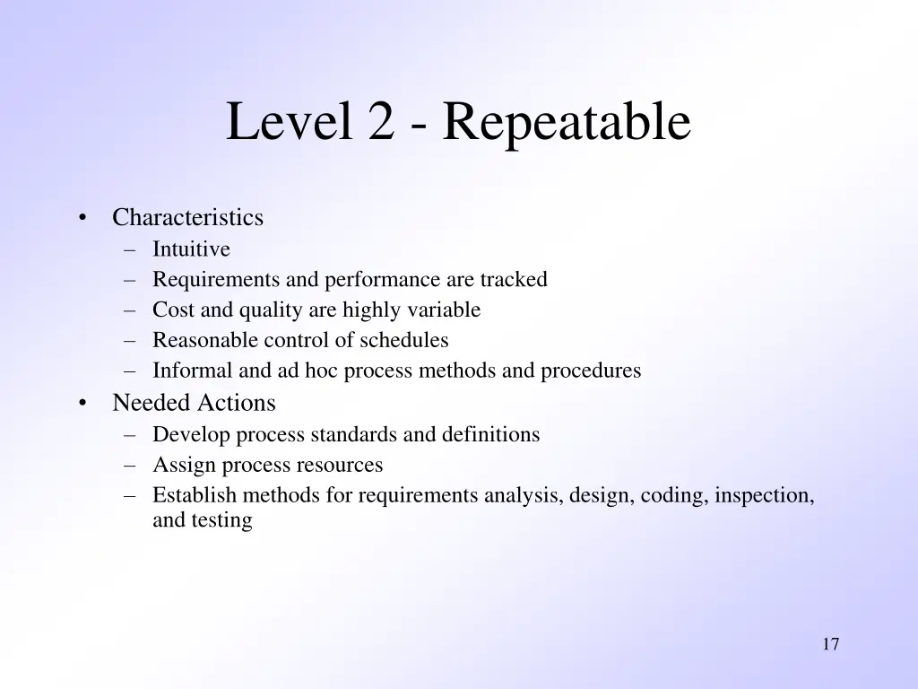 level 2 repeatable