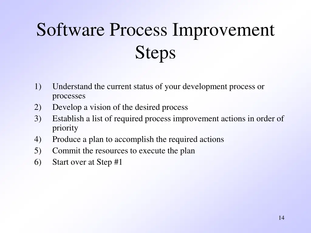 software process improvement steps