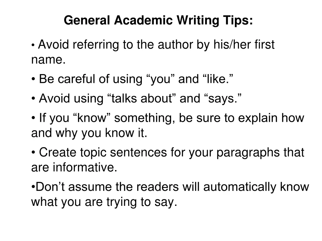 general academic writing tips