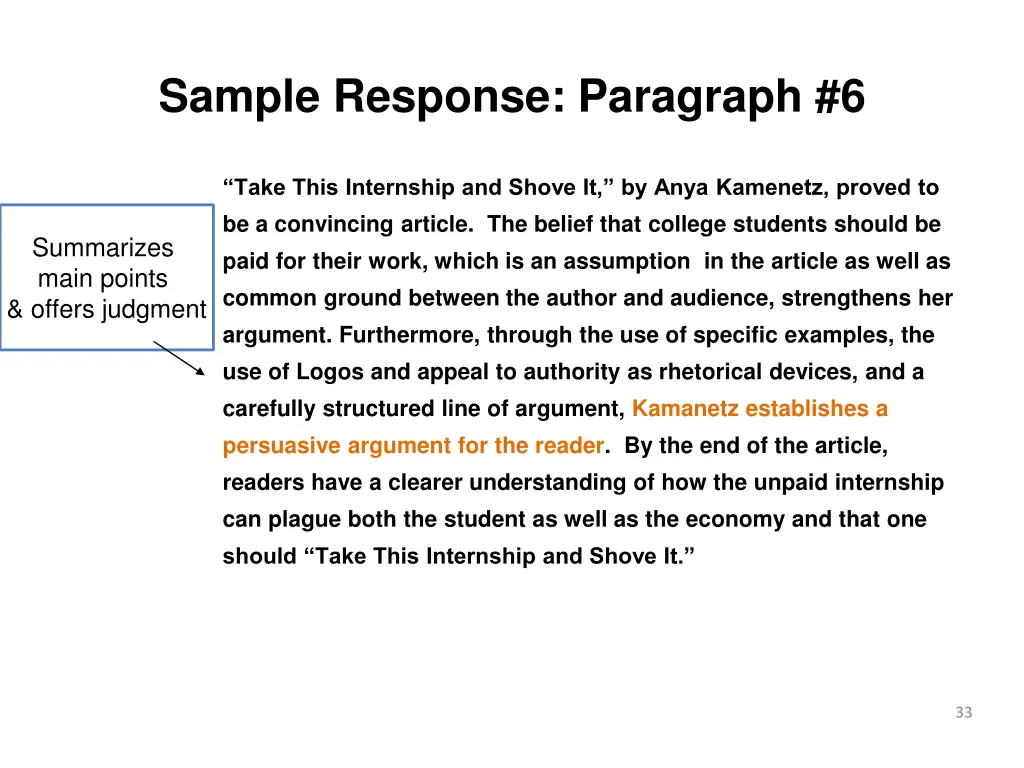 sample response paragraph 6