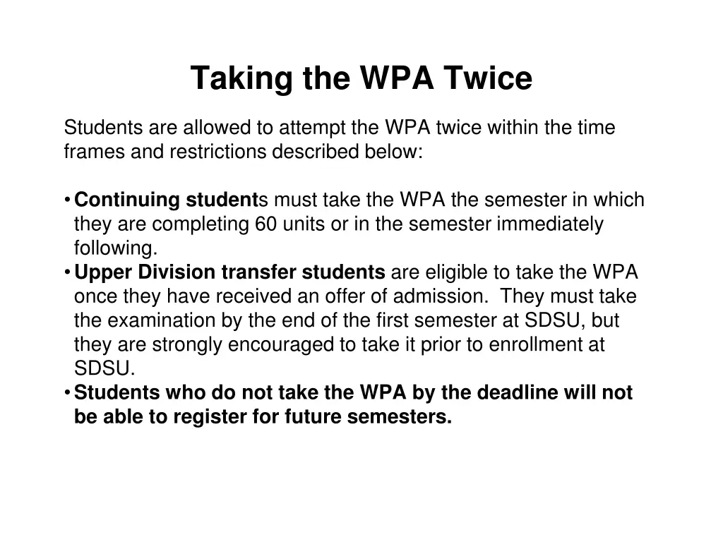 taking the wpa twice