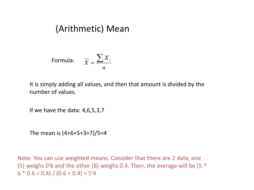 arithmetic mean