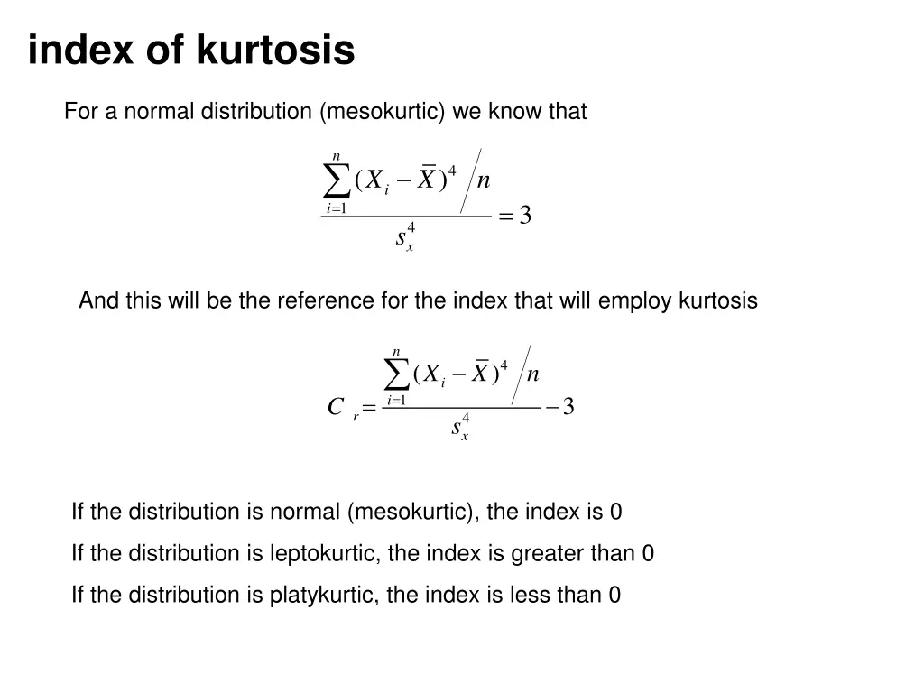 index of kurtosis