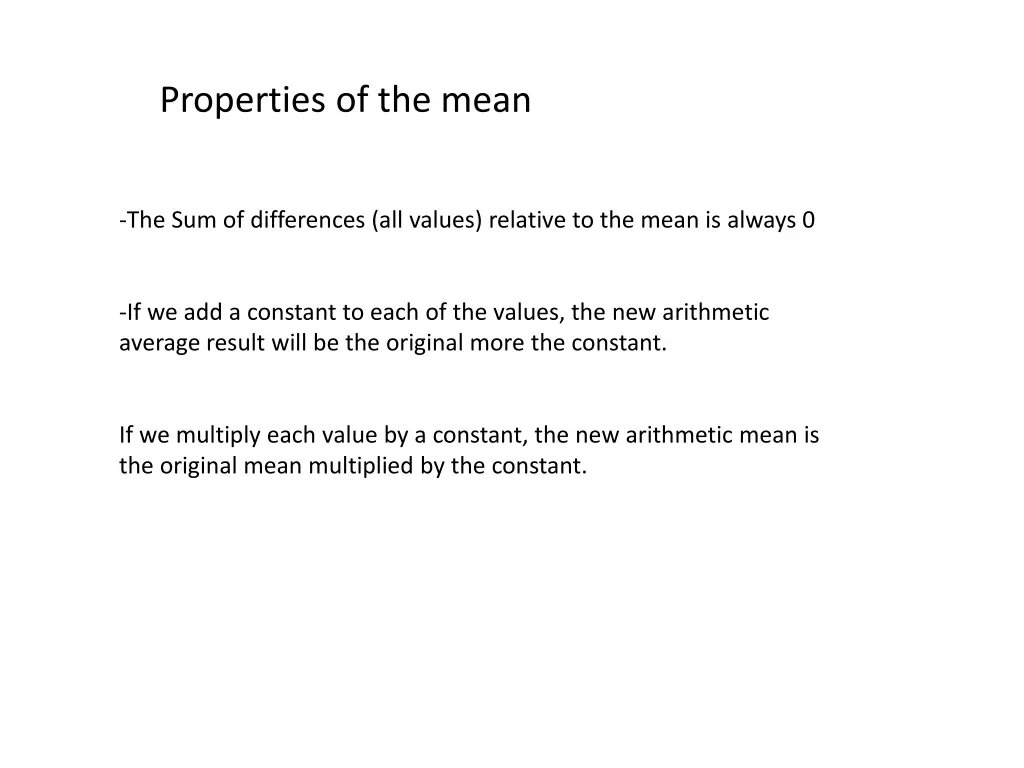 properties of the mean