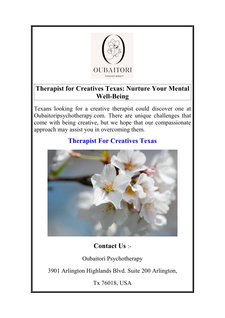 therapist for creatives texas nurture your mental