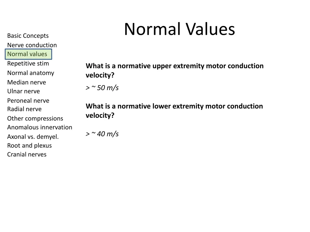 normal values 3