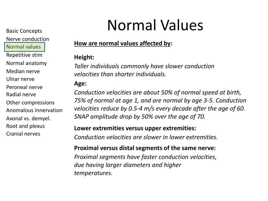 normal values 5