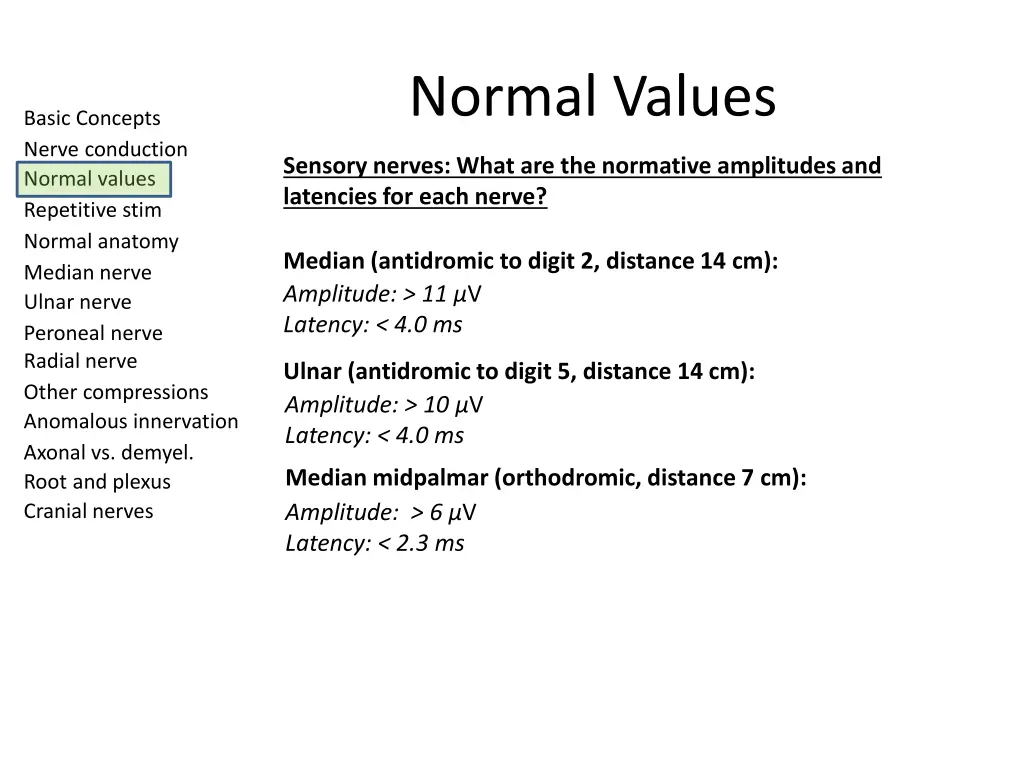 normal values