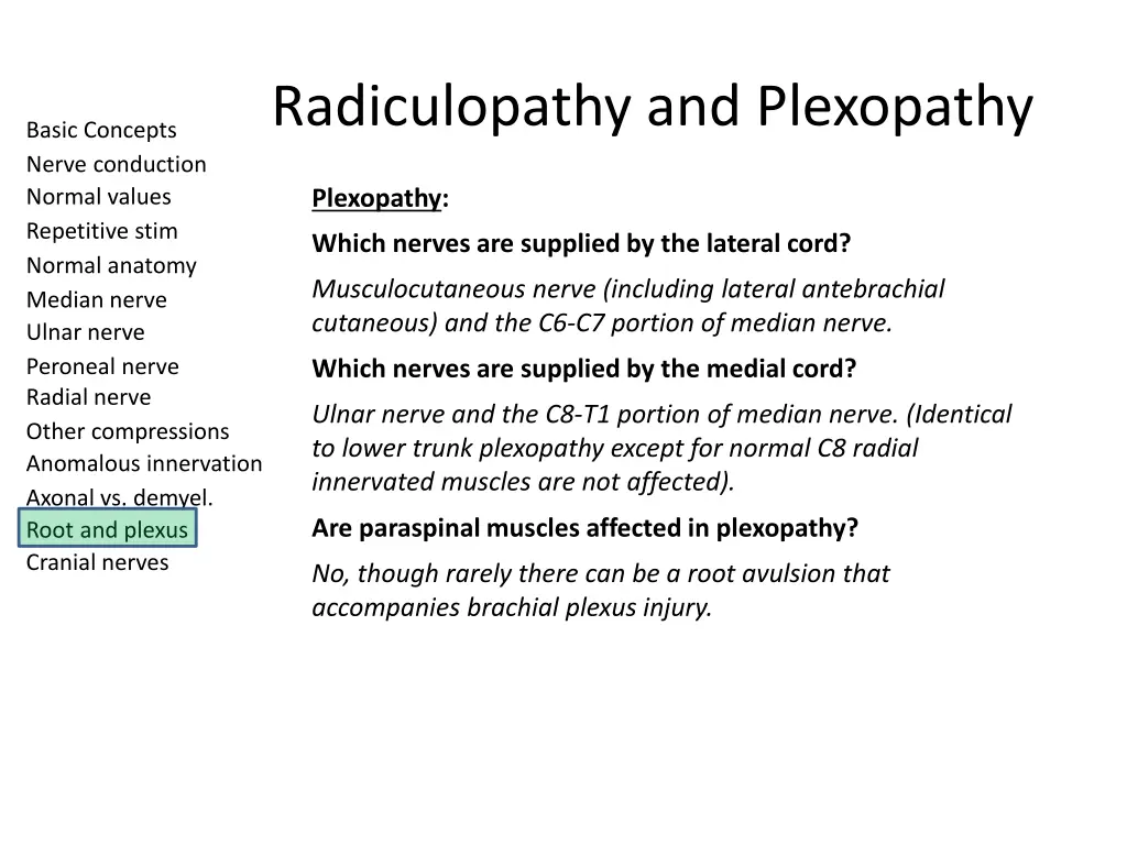 radiculopathy and plexopathy 1