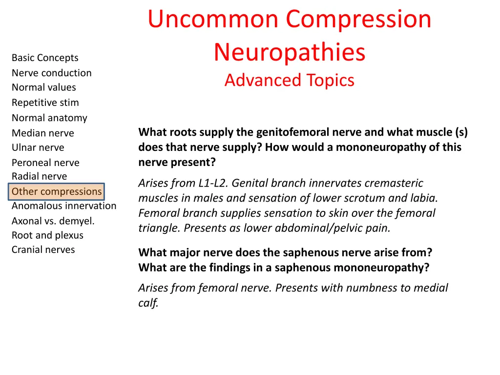 uncommon compression neuropathies advanced topics