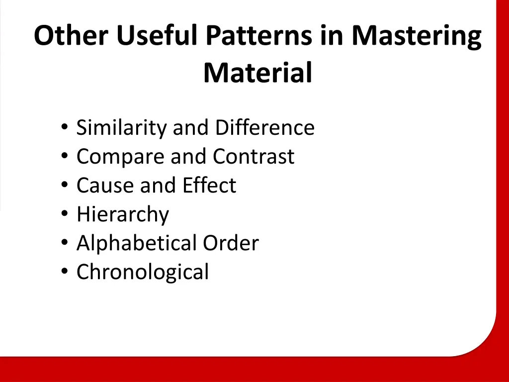 other useful patterns in mastering material