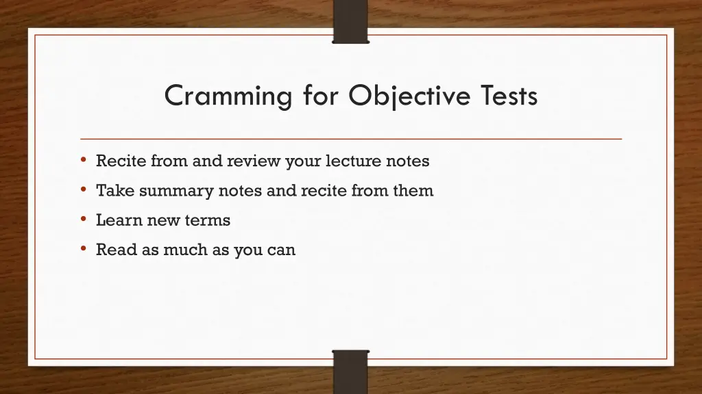 cramming for objective tests