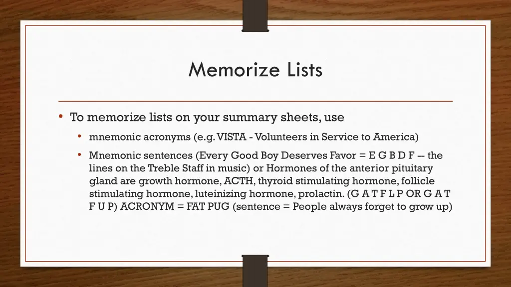 memorize lists