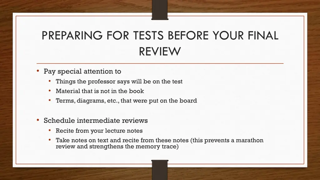 preparing for tests before your final review 1