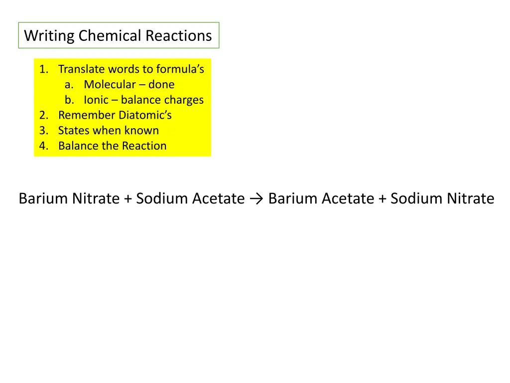 writing chemical reactions