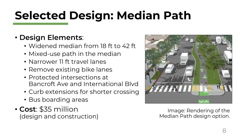 selected design median path