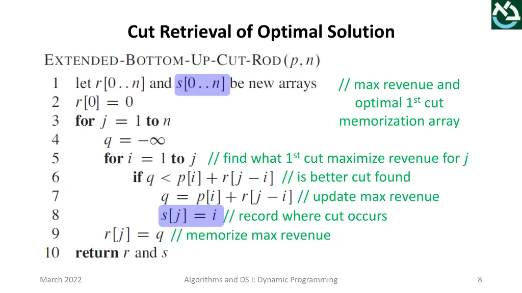 cut retrieval of optimal solution