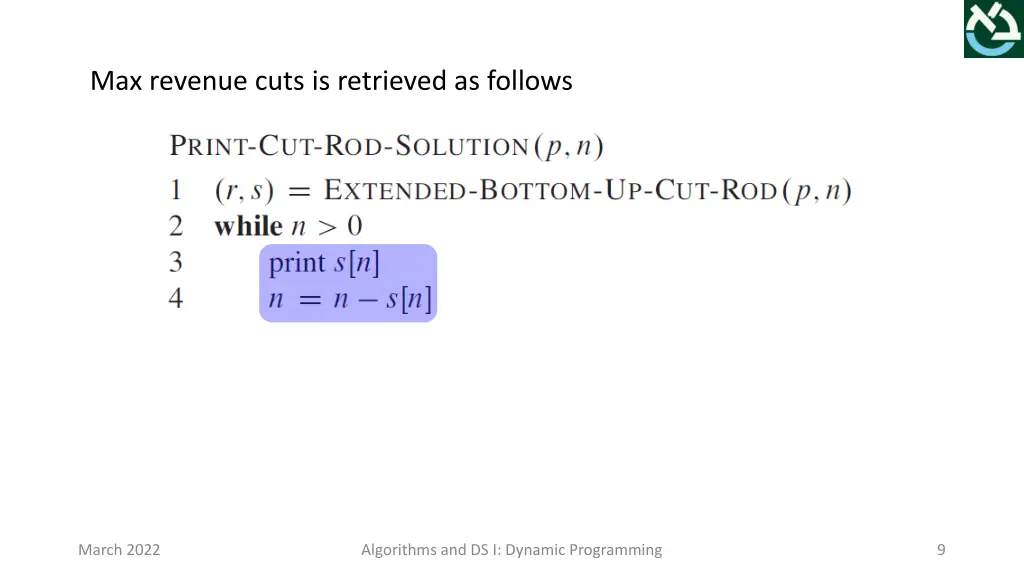 max revenue cuts is retrieved as follows