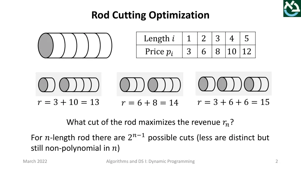 rod cutting optimization