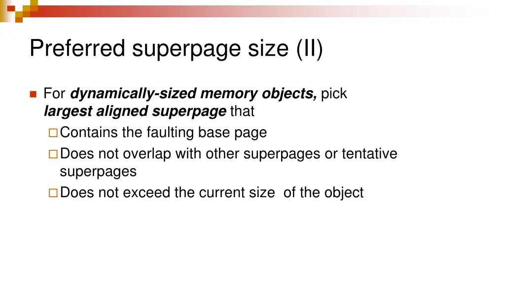 preferred superpage size ii