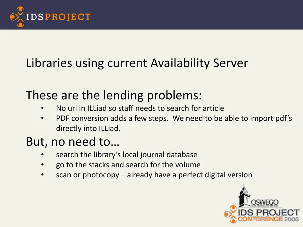 libraries using current availability server