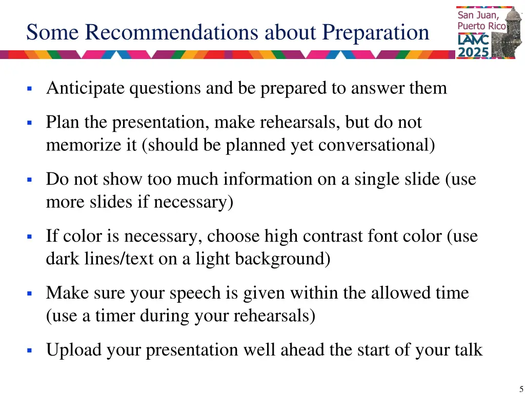 some recommendations about preparation