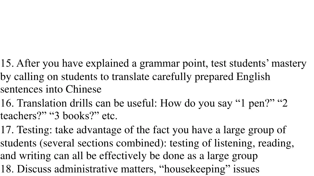 15 after you have explained a grammar point test