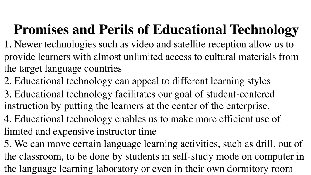 promises and perils of educational technology