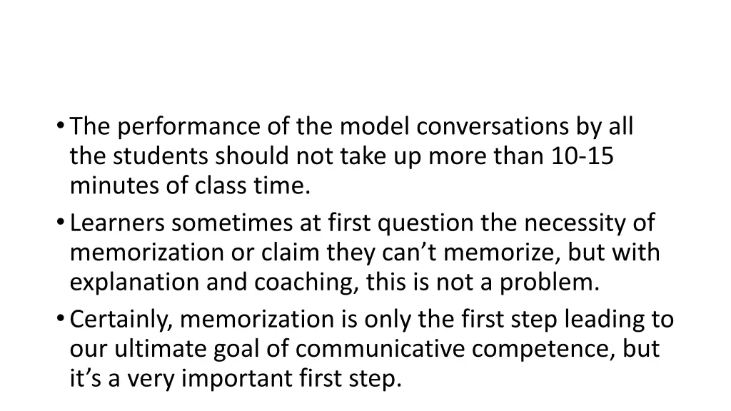 the performance of the model conversations