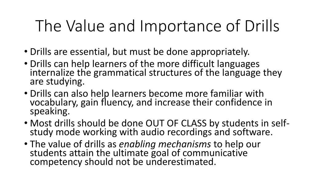the value and importance of drills