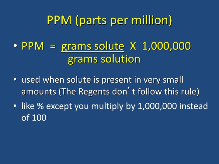 ppm parts per million