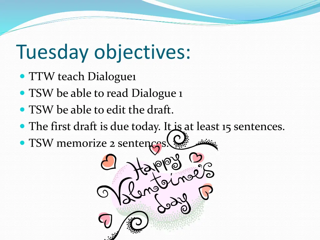 tuesday objectives