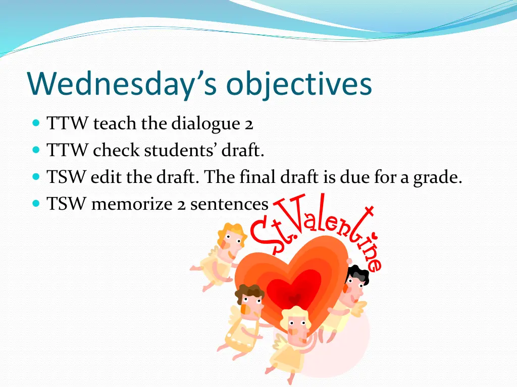 wednesday s objectives