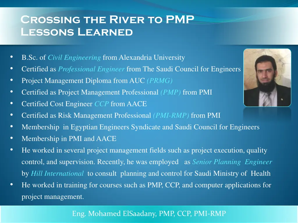 crossing the river to pmp lessons learned